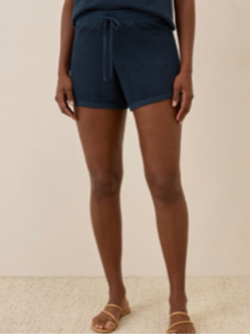 Pact Women's French Navy Beachside Crochet Knit Short S New